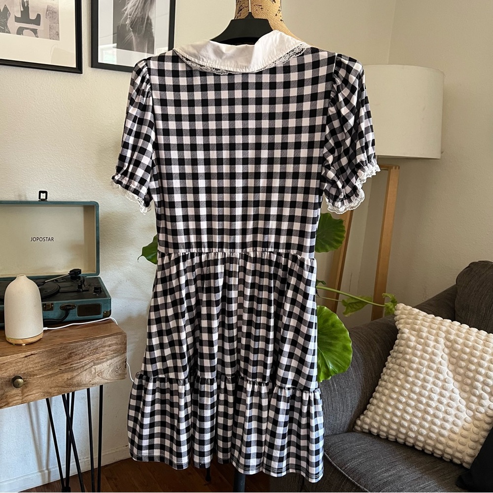 Hot Topic Black & White Buffalo Checkered Tiered Dress Size M - Picture 7 of 12